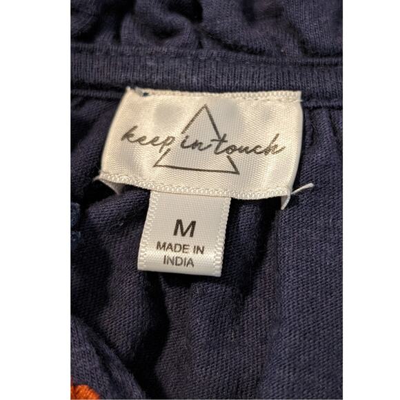 Keep in Touch Floral Embroidered Bell Sleeve Tie Ruffle Neck Top Womens Sz M - Picture 3 of 12